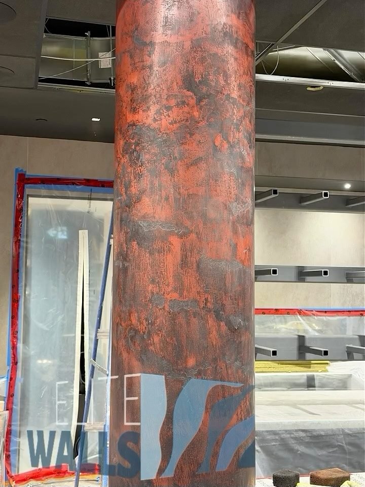 Venetian plaster by Elite Walls, Aburi Hana column, in progress