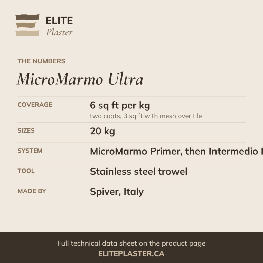 MicroMarmo Ultra microcement system specifications card