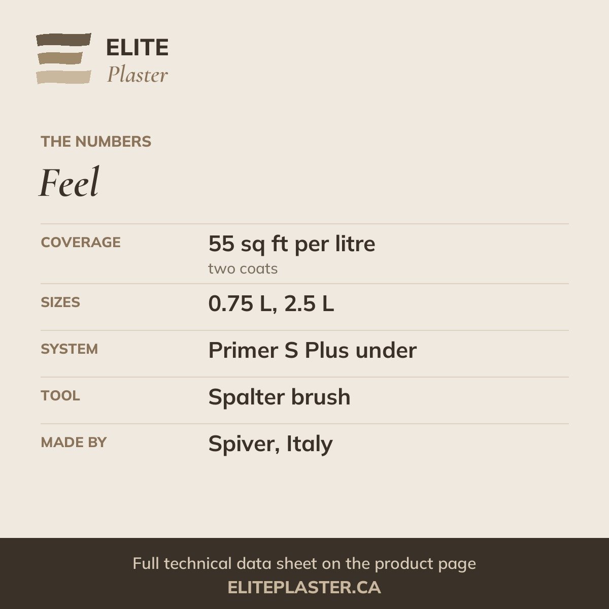 Feel: Matte Suede Paint specs card