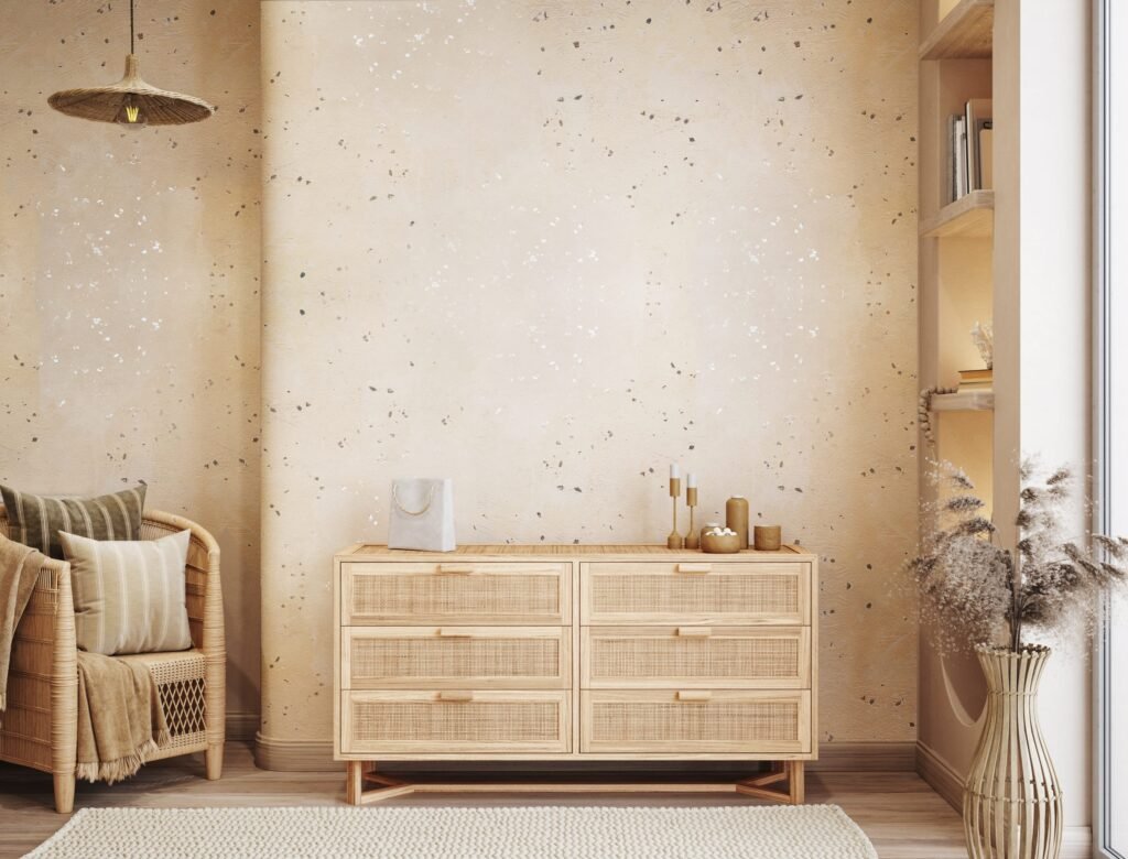 Limewash paint with gold leaf detailing