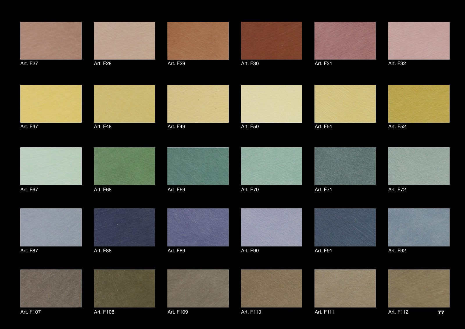 Feel: Matte Suede Paint colour chart