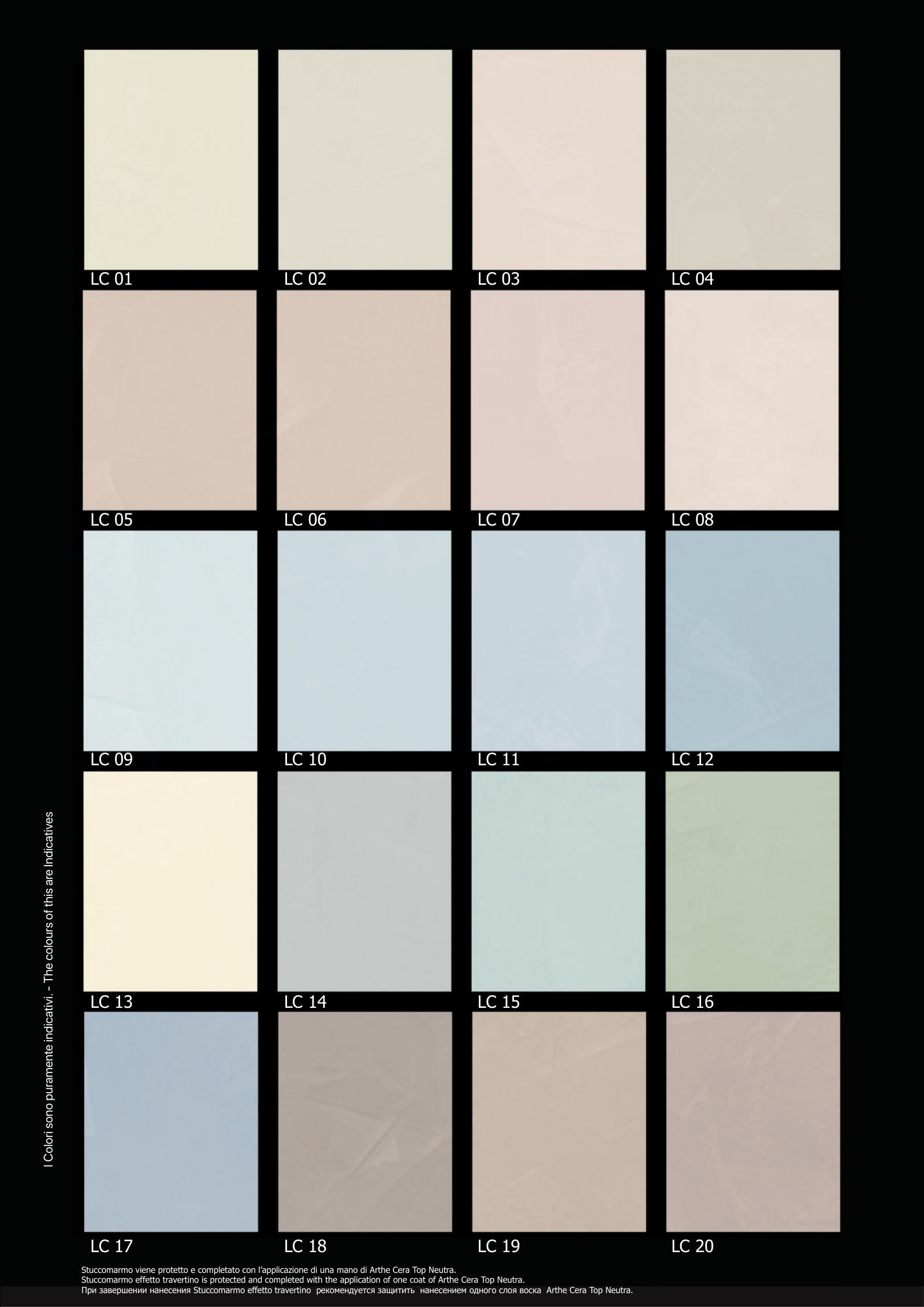 StuccoMarmo: Polished Lime Plaster colour chart