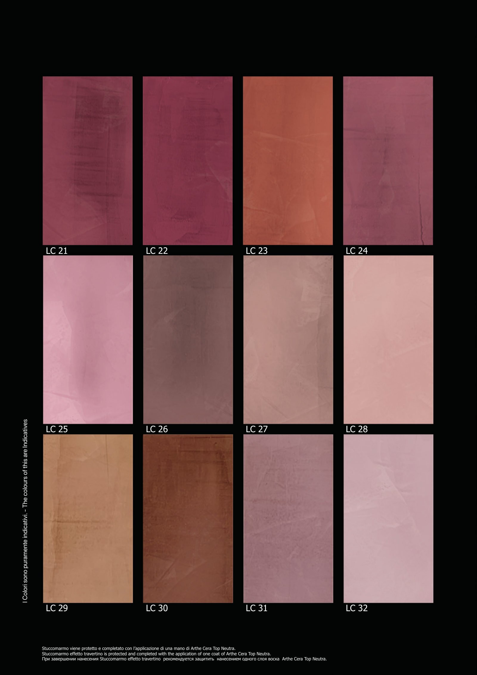 StuccoMarmo: Polished Lime Plaster colour chart
