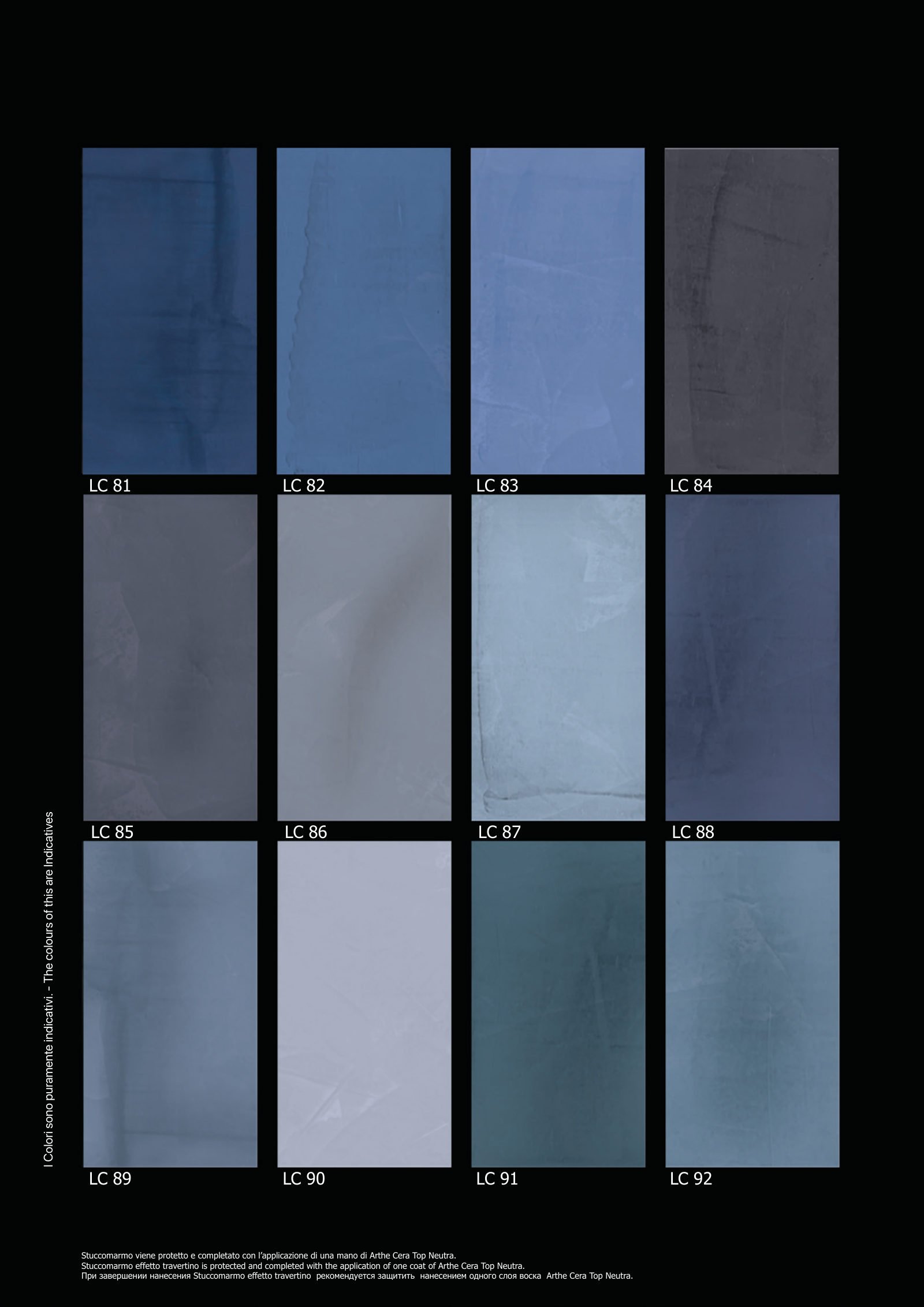 StuccoMarmo: Polished Lime Plaster colour chart